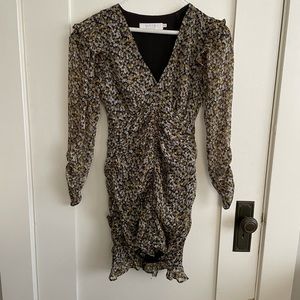 Astr floral long sleeve and shoulder pad dress xs